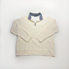 Lands End Quarter Zip Mens XL 100 Cotton Yellow Sweater