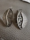 Vintage Silpada Sterling Silver Leaf Satin + Oxidized Earrings No. W1979