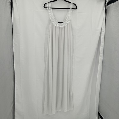 Zanzea Dress Womens 5XL White Chiffon Maxi Crochet Neck Sleeveless Sundress