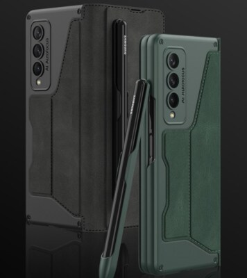 Hülle Für Samsung Galaxy Z Fold5 4 3 Leder+PC Handy Schutzhülle Case Cover Etuis