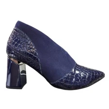 Capelli Rossi Rory Elegant Blue Pump Heeled Leather Croc Shoes Sz EU41