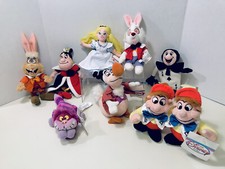 The Disney Store Vintage Alice In Wonderland Set Of 9 Bean Bag Plush Toys NWT