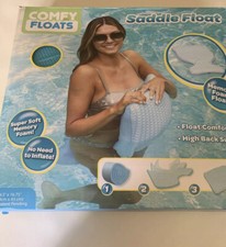 Comfy Floats Saddle Pool Float with Memory Foam And Blue Chevron Pattern