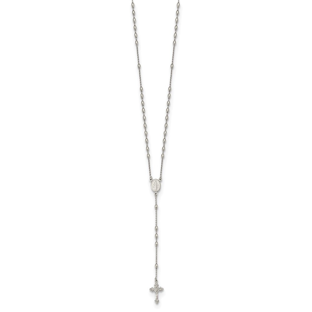 Sterling Silver Beaded Rosary Pendant Necklace 18