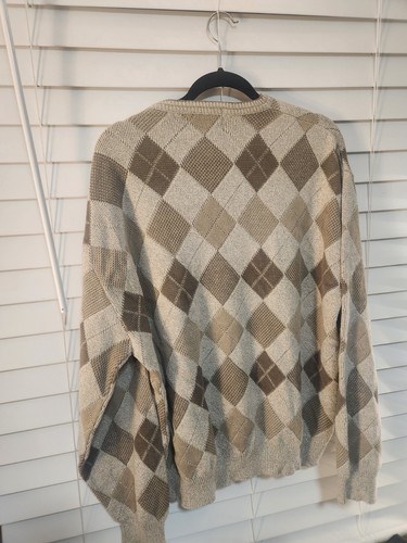 Vintage Fairway Sport Men’s Sweater Beige Brown Argyle Crew Neck X-Large - Picture 8 of 8