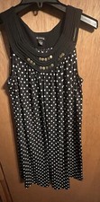 NEW DIRECTIONS PETITE WOMEN S SZ PL PULLOVER POLKA-DOT DRESS Black