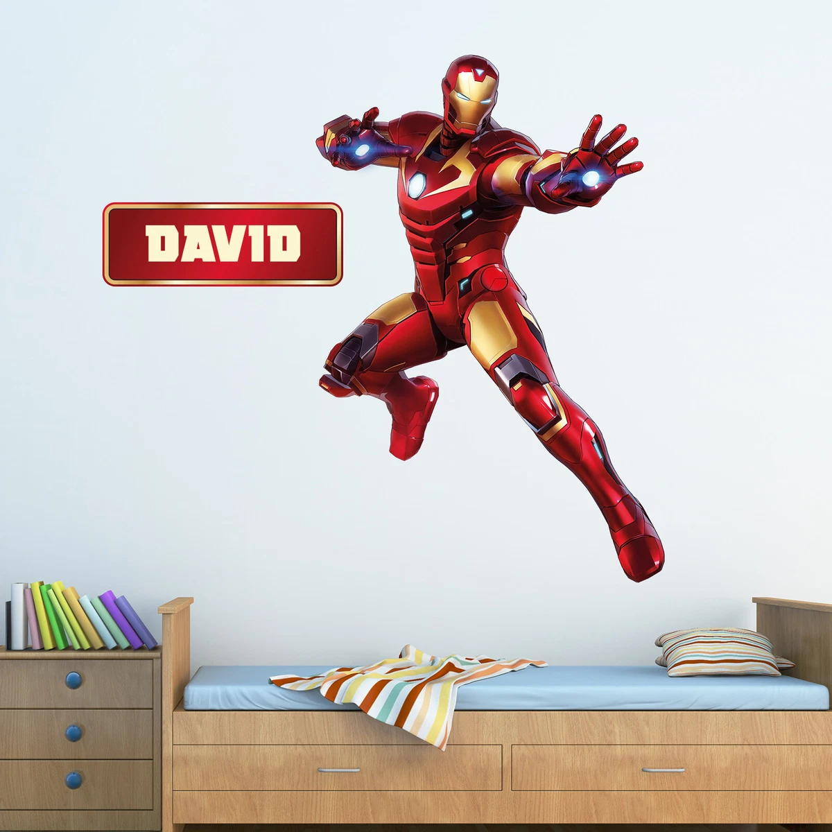 IRON MAN PERSONALISED Marvel Avengers Wall Sticker Vinyl Graphic Indoor Outdoor