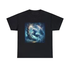 Unisex Adult T Shirt Mystical Unicorn Majestic Forest Fantasy Graphic Tee Magic