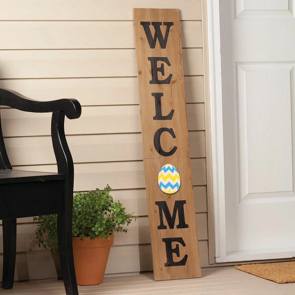 Letrero de madera de "bienvenido" para porche de 3 pies con formas navideñas magnéticas intercambiables Foto 3 de 4