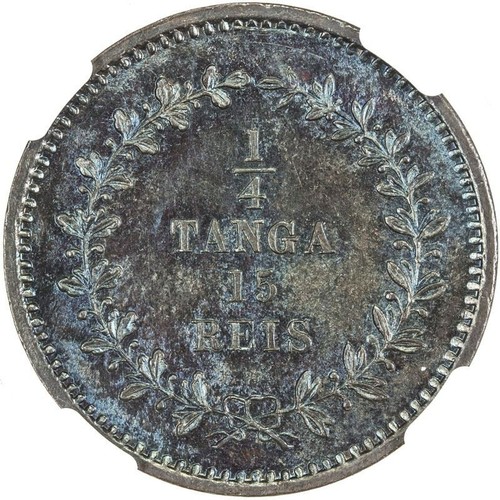 Portuguese India, 1871 - 1/4 Tanga, NGC MS62BN, Beautifully Toned - Picture 2 of 3