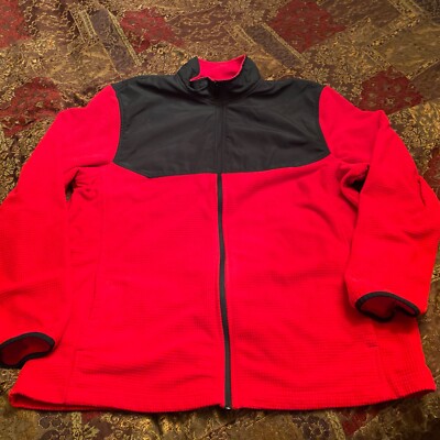 Athletic Works - Red / Black Mens Light Fleece Jacket Coat XL ( 46/48) Full Zip.