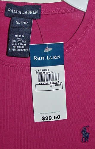 RALPH LAUREN GIRLS HOT PINK LONG SLEEVE SPORTS SHIRT SIZE XLARGE NEW WITH TAG - Picture 2 of 2
