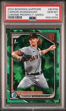 2024 Bowman Sapphire CARSON WHISENHUNT Green /99  Giants PSA 10 GEM