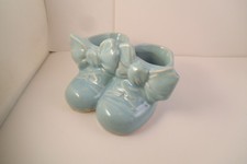 Vintage Blue Baby Shoes Art Pottery Planter