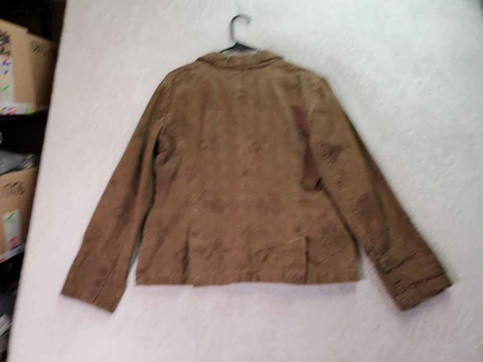 Chaqueta Blazer Caribbean Joe Mujer Talla 12 Marrón Floral Sencillo Pecho 1 Botón Foto 2 de 4