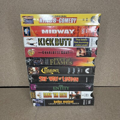 Lot of 10 New Sealed VHS Tapes Mix She Wolf London Entity Midway Hang Em High
