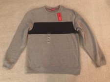 IZOD Men's Sweater Medium Gray Heather Crew Neck Pullover Colorblock 1020