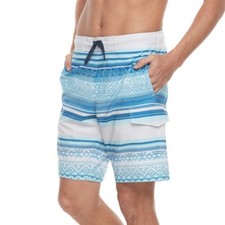 Men SONOMA Cool Summer Blue  White Striped Flexwear Swim Trunks Size Medium