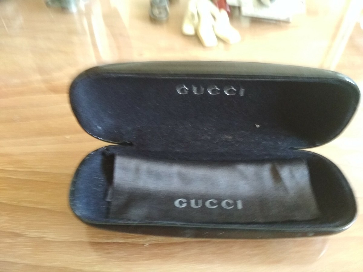 80's Black Leather Gucci Glasses Case Authentic with Gucci