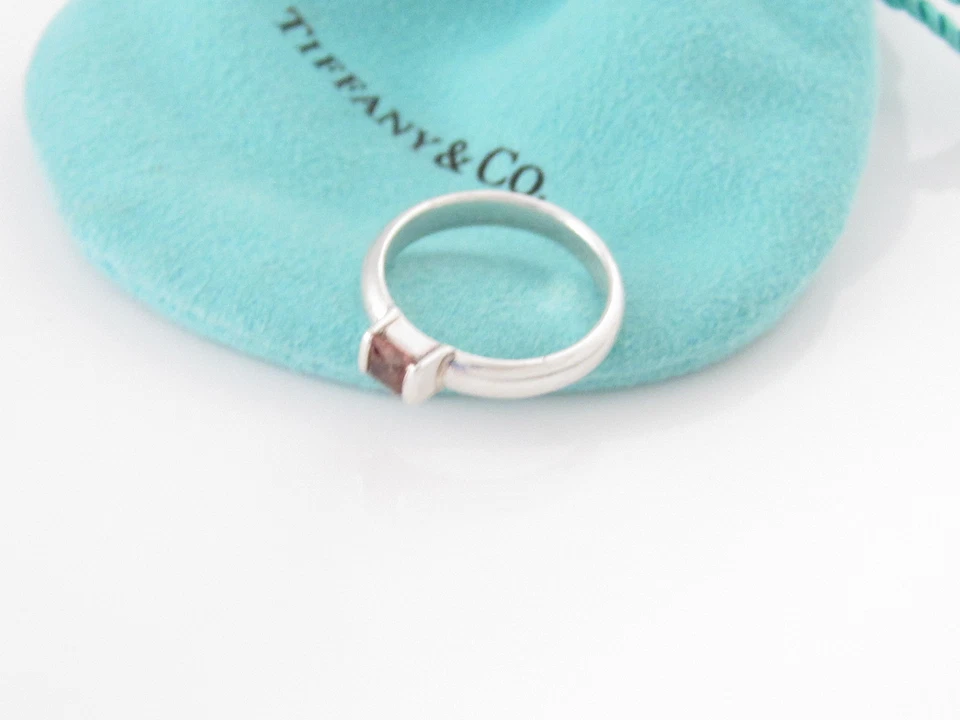 Anillo Apilable Tiffany & Co RARO Plata Rosa Turmalina Talla 5 Foto 4 de 4