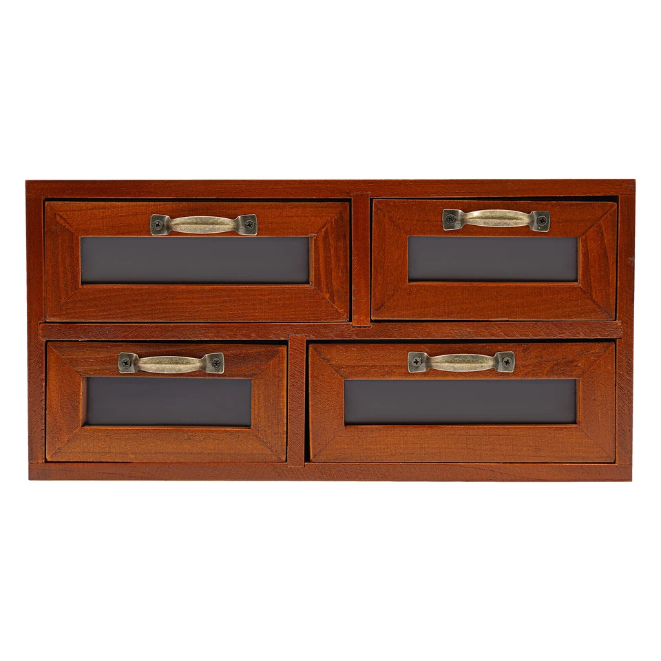 Vintage Small Wooden Desktop Storage Box Drawer Display Shelf Organizer Craft US - Image 4 of 4