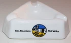 VNTG PERRY'S RESTAURANT MILK GLASS ASH TRAY SAN FANCISCO MILL VALLEY CALIFORNIA