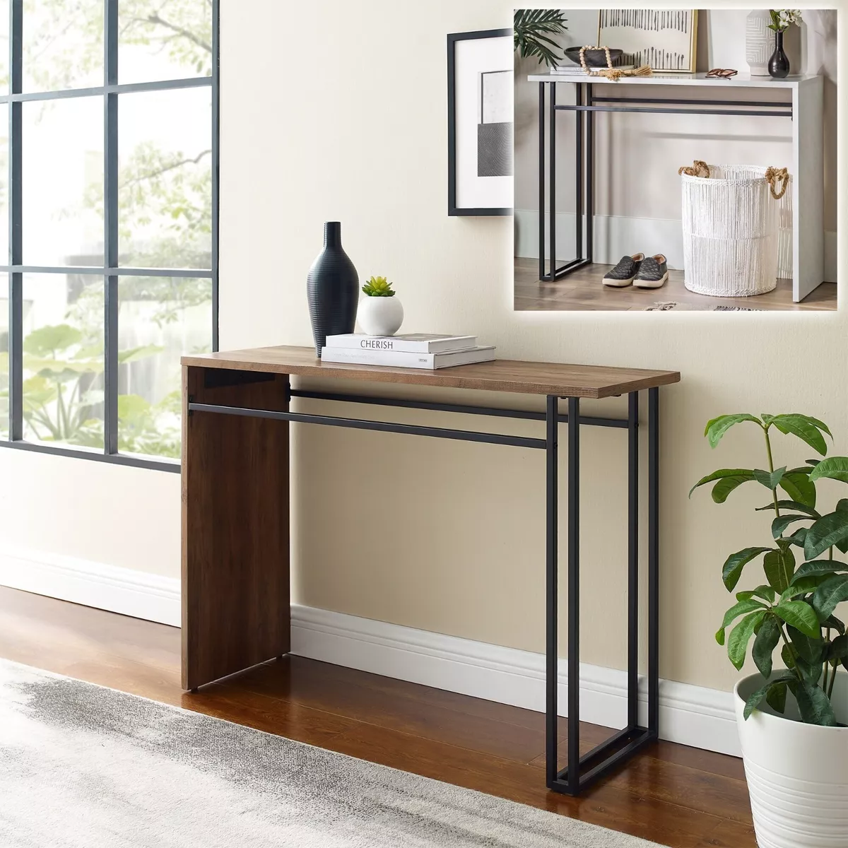 White and outlet wood console