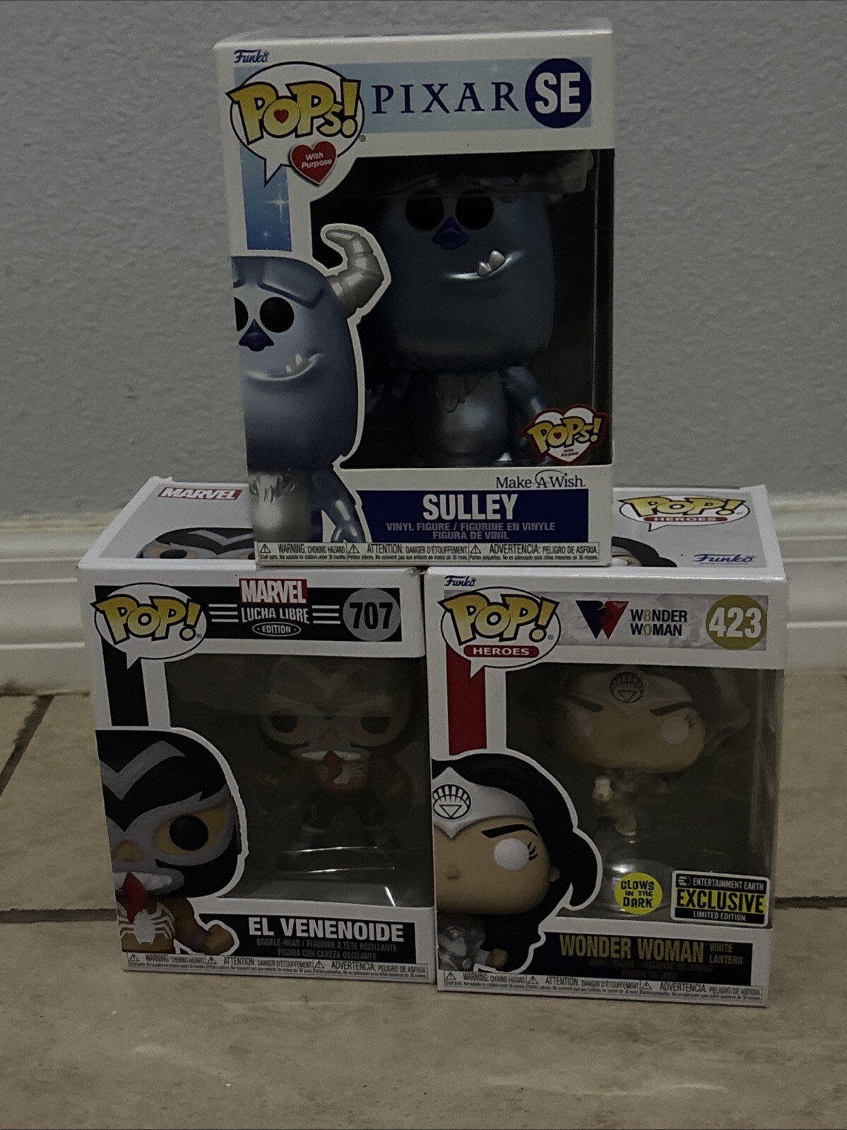 Funko Pops Random Set of Three (Pixar, Marvel, DC Comics)