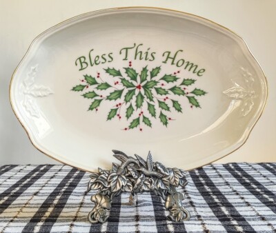 Lenox Holly Holiday Bless This Home Oval Serving Tray*NIB PICK CHOOSE  From Box