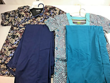 2 Sets Scrubs Matching Coordinated Tops/Pants Different Designs/Colors Sz S/XS