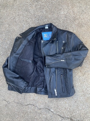 Xelement Womens Leather Jacket L Motorcycle Braided Studded Fitting Insulated - Picture 3 of 9
