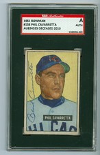 Phil Cavarretta 1951 Bowman Vintage Autograph Card #138 Cubs SGC Authentic