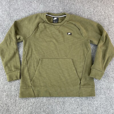Nike Sweatshirt Mens Medium Green Pull Over Long Sleeve Pocket
