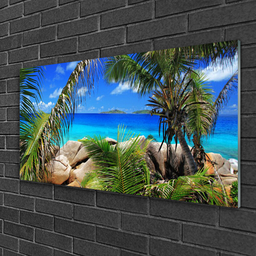 Tableau sur verre acrylique 100x50 cm pour salon motif paysage de roche