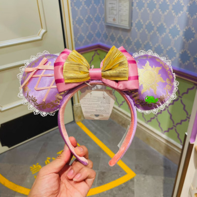Minnie Mouse Ears 2026 Disney`Tangled Rapunzel Pascal Purple Headband Yellow
