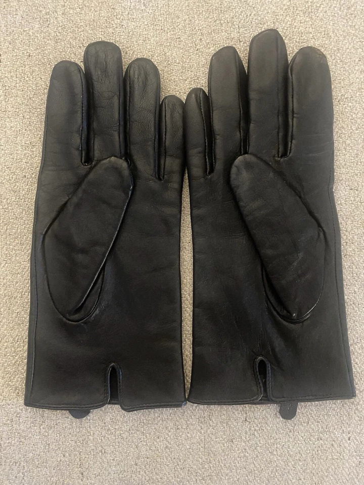 Guantes clásicos de cuero Topstitch negros con forro de poliéster, talla XL Foto 2 de 4