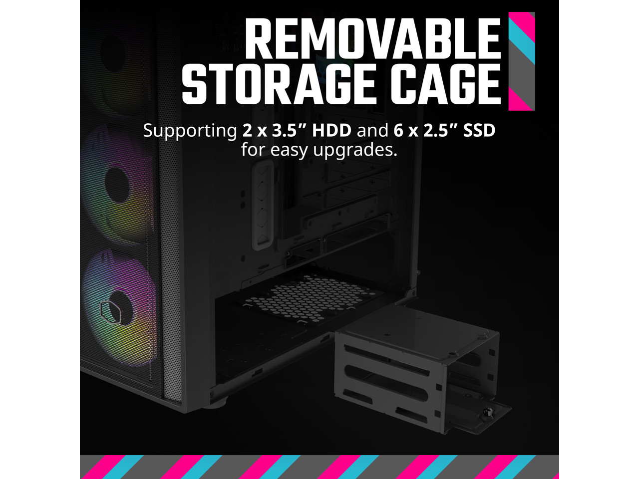 Корпус Cooler Master MasterBox 600 ATX черного цвета материнская плата с подключением к задней панели