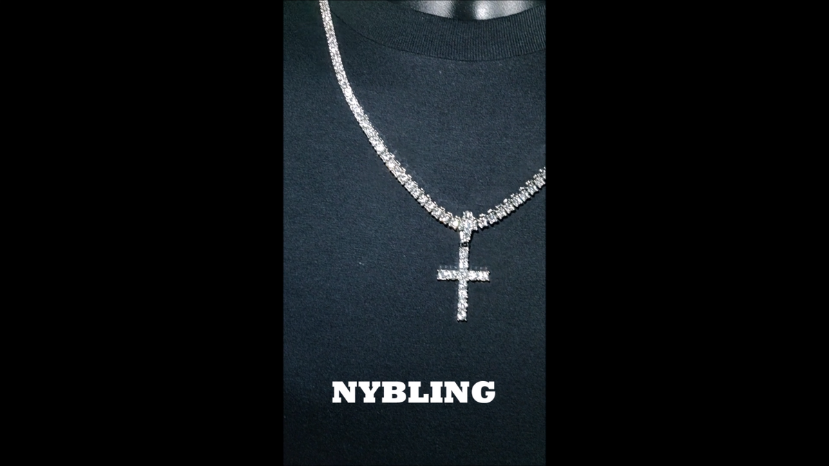 14k Gold Plated Tennis Chain Cross Pendant CZ Choker