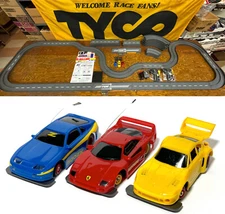 1993 UNUSED TYCO TCR Slotless Slot Car RACE SET 17' COUNTRY ROADS 3-CAR Roadtrip
