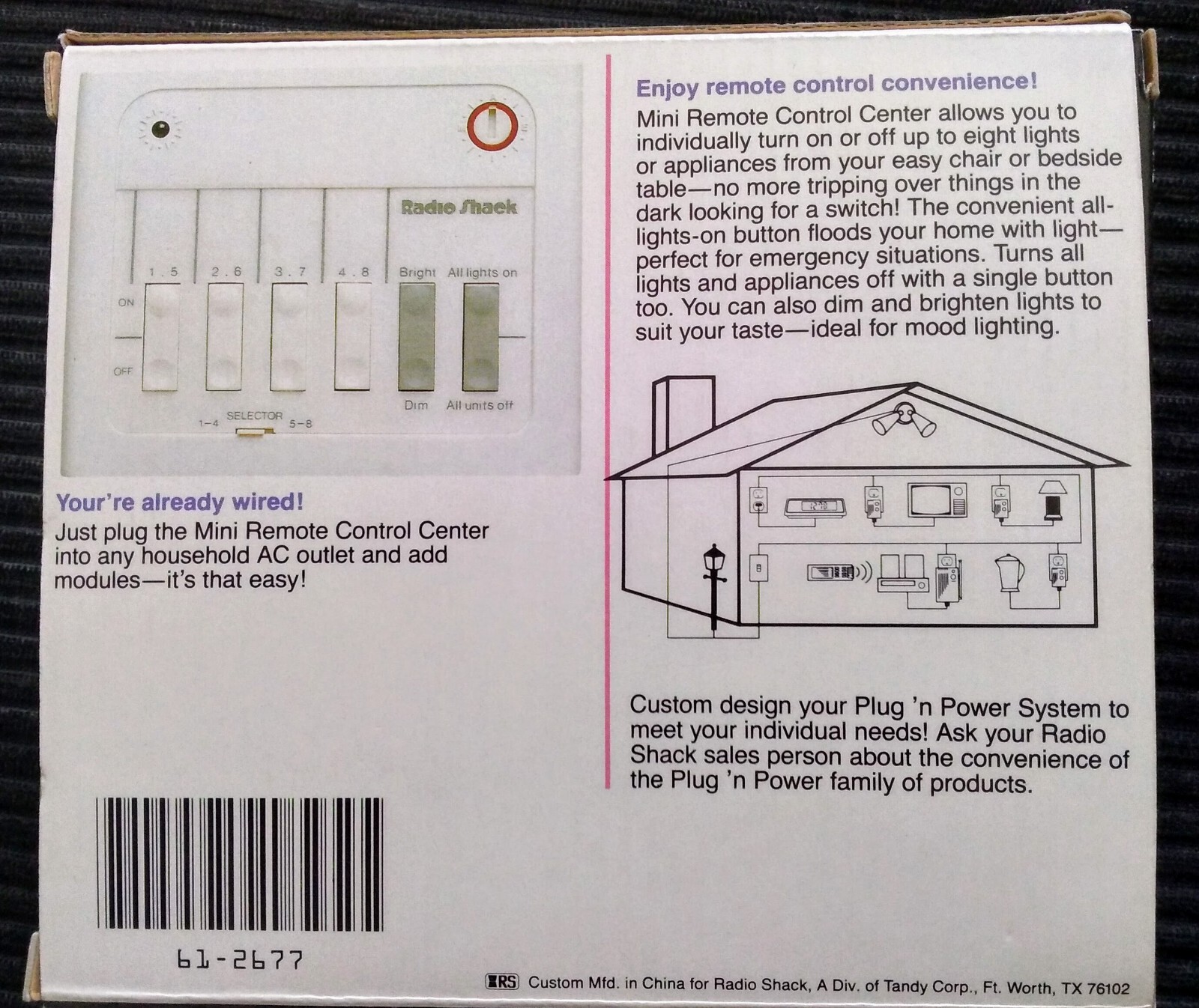 X10 Radio Shack Plug 'n Power Remote Control Center, Cat. No. 612677C