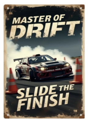 DRIFT MASTER OF DRIFT SLIDE THE FINISH METALLSCHILD PLAKETTE - DRIFTING CAR