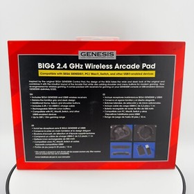 Retro-Bit Official Sega Genesis BIG6 Wireless Controller 6-Button Arcade Pad