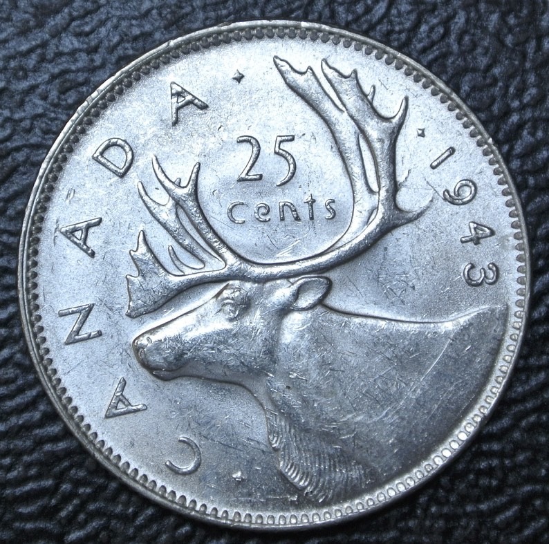 太古の記憶Ver.3.0　中古美品　コピー不可　66,000円 OLD CANADIAN COIN 1943 - 25 CENTS - SILVER - George VI - WWII era