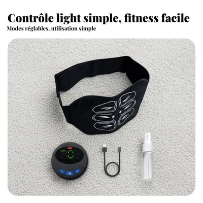 Ceinture abdominale EMS, rechargeable, sans gel, fitness maison mixte - Photo 1/4