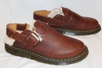 Dr Martens Men's Jorge Leather Shearling Slingback Mule Clog Cashew Brown 13 NIB