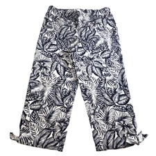 Counterparts Womens Super Stretch Capri Sz 8 Blue Floral High Rise Leg Tie NWT