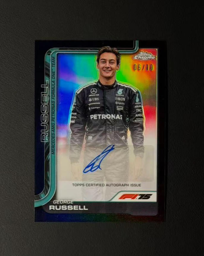 2025 Topps Chrome F1 George Russell AUTO Black 6/10 #CAC-RUS WTS