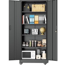 73 Garage Storage Cabinet with Wheels, Rolling Metal Storage Cabinet with Loc...