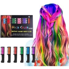 Temporary Hair Chalk Comb with 6 Colors Hair Dye Marker for Kids Adults
