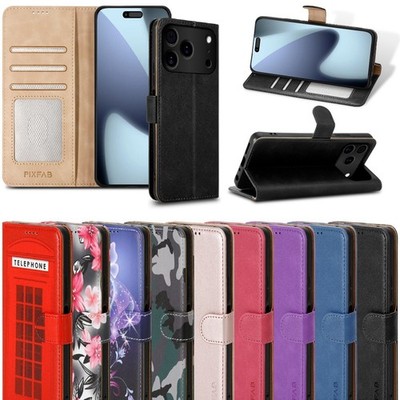 Hülle für iPhone 16E 17 Pro Max AIR 15 14 Plus Echt Leder Wallet Flip Cover